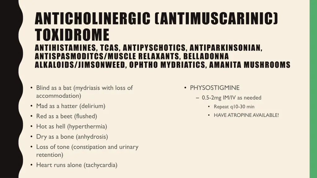 anticholinergic antimuscarinic toxidrome