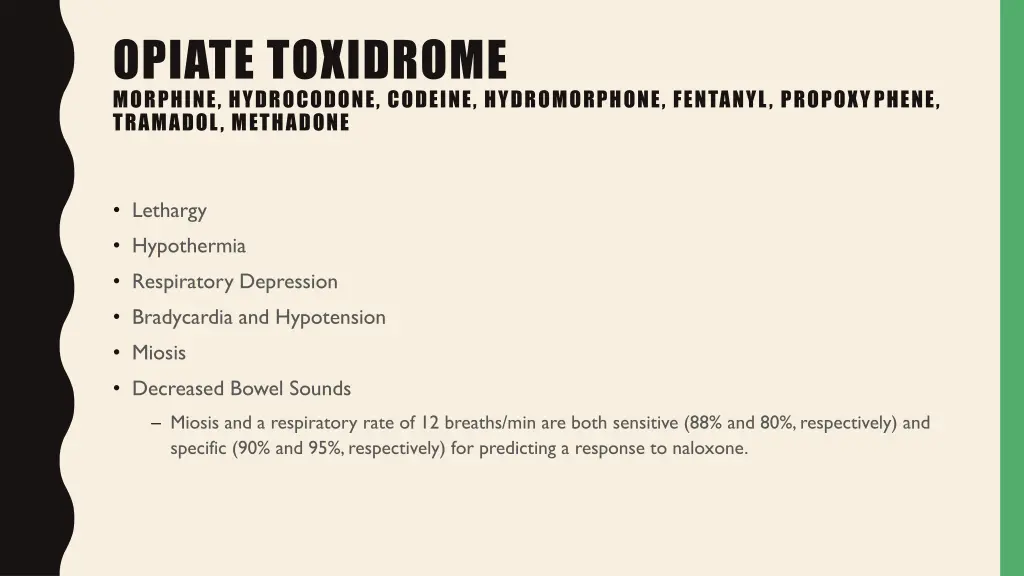 opiate toxidrome morphine hydrocodone codeine
