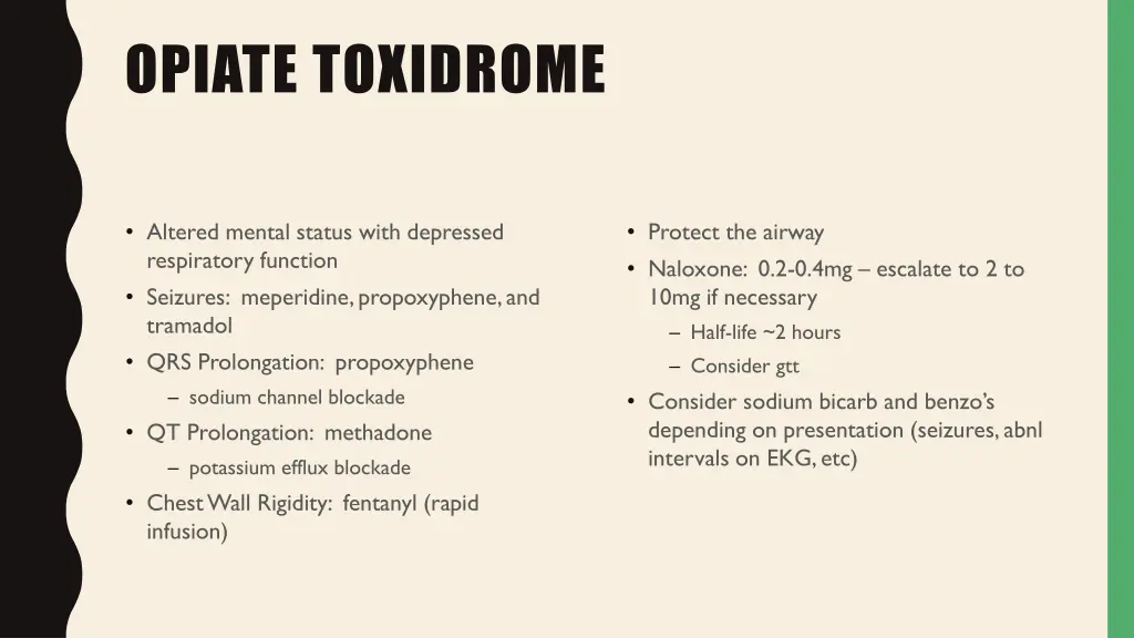 opiate toxidrome
