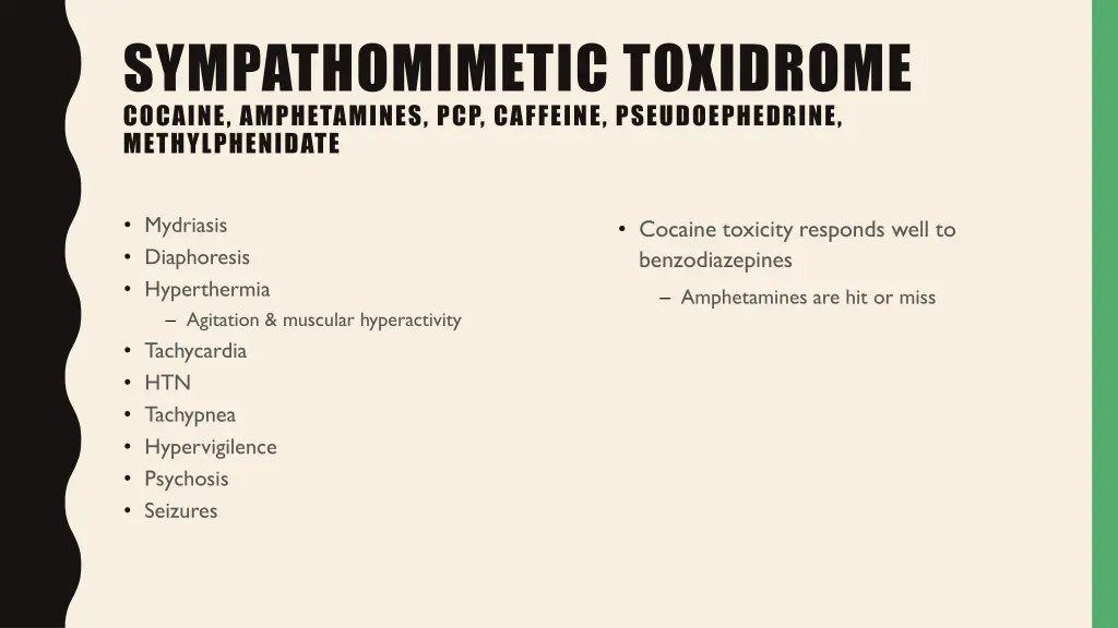 sympathomimetic toxidrome cocaine amphetamines