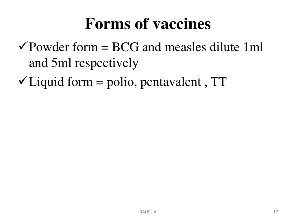 forms of vaccines