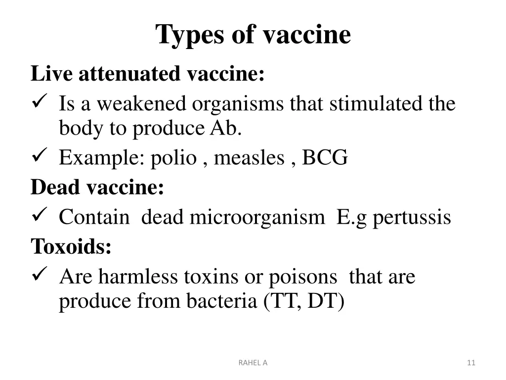 types of vaccine