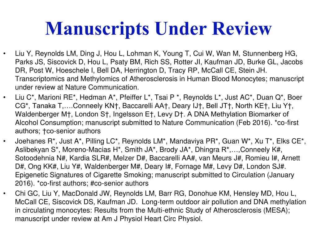 manuscripts under review