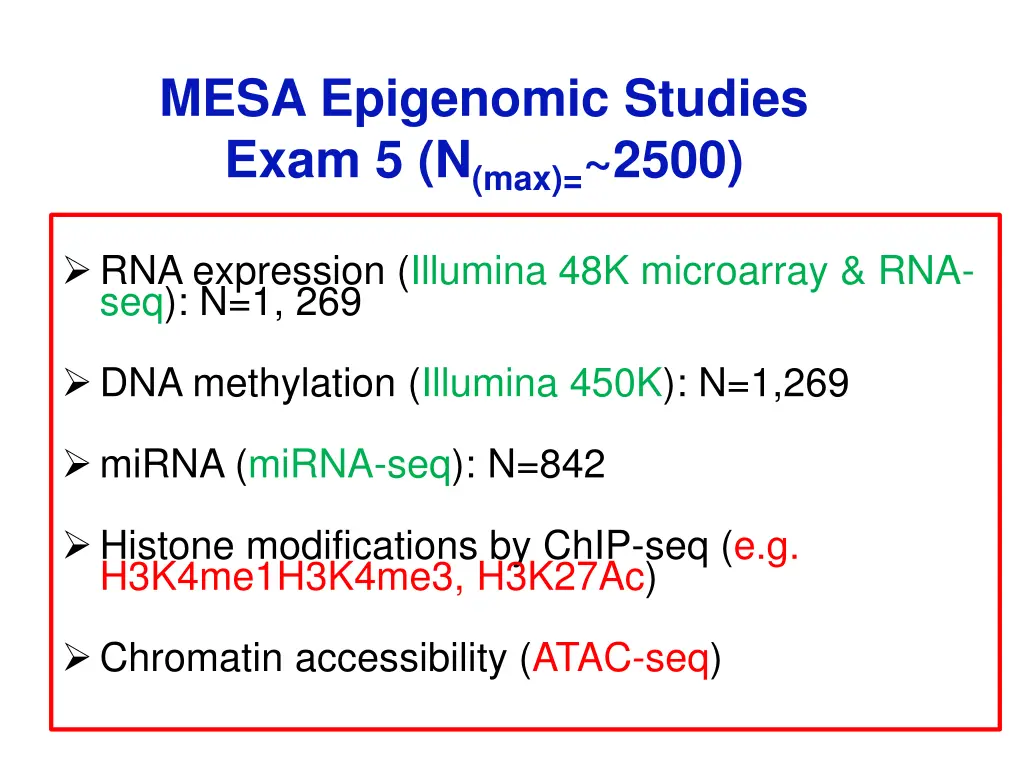 mesa epigenomic studies exam 5 n max 2500