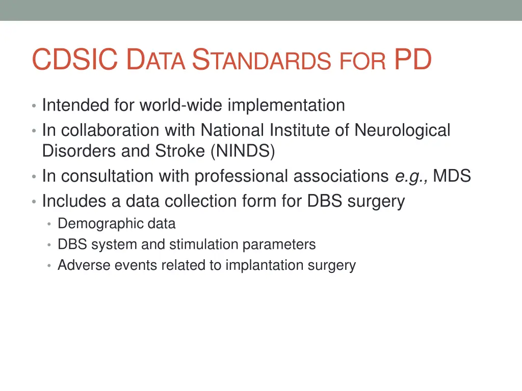 cdsic d ata s tandards for pd