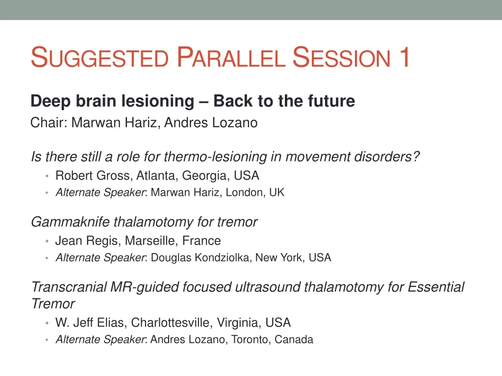 s uggested p arallel s ession 1