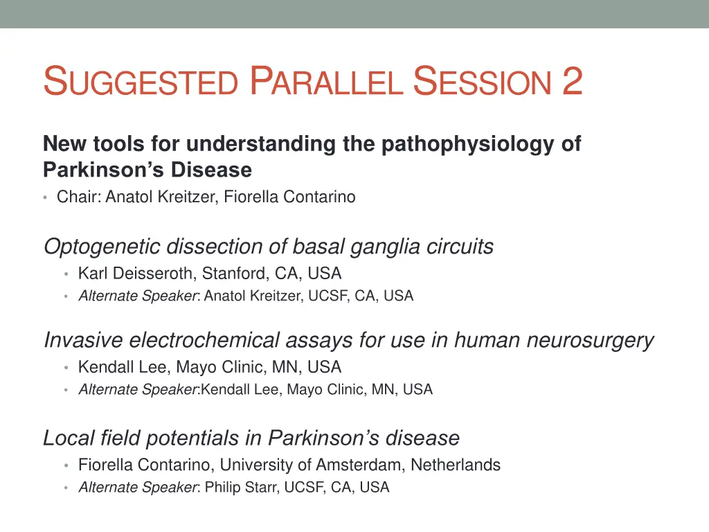 s uggested p arallel s ession 2