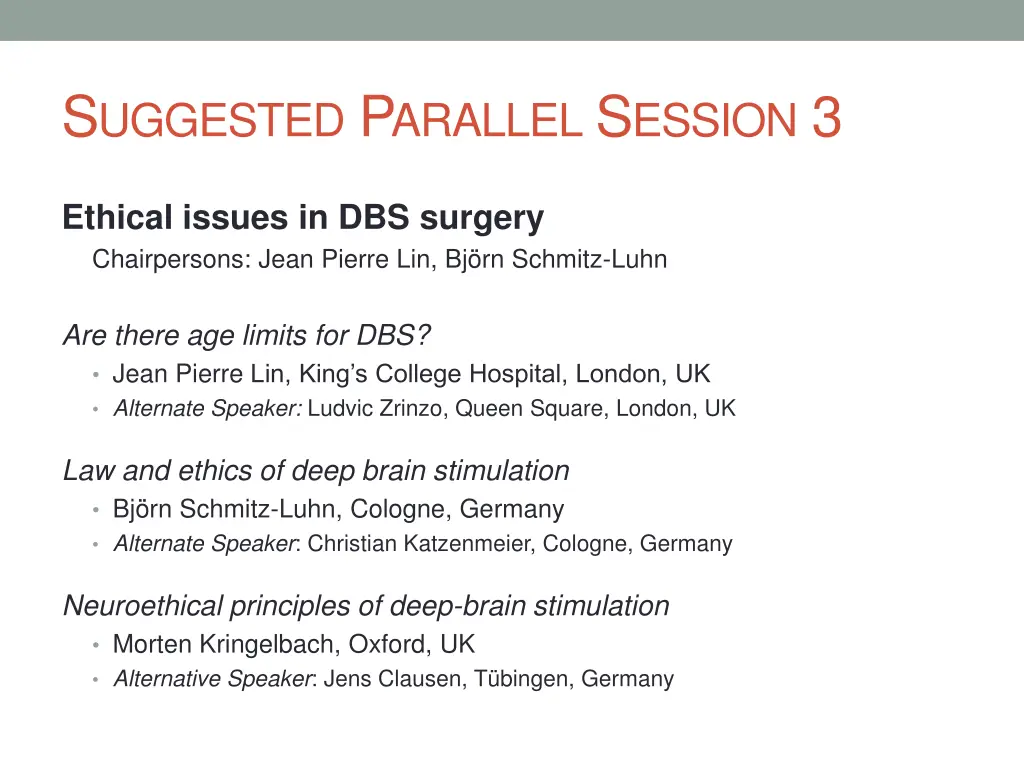 s uggested p arallel s ession 3