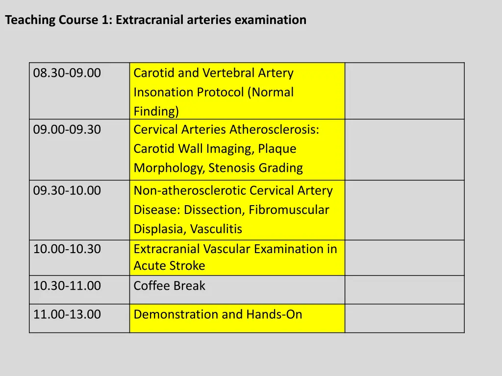 teaching course 1 extracranial arteries