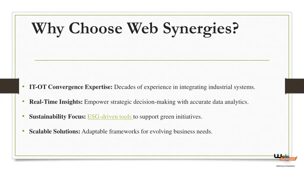 why choose web synergies