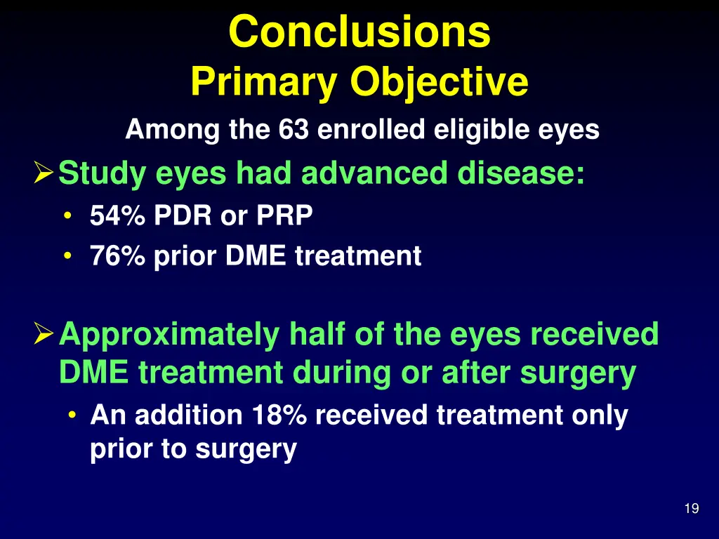 conclusions primary objective among
