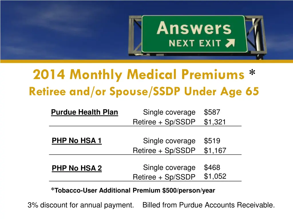 2014 monthly medical premiums retiree