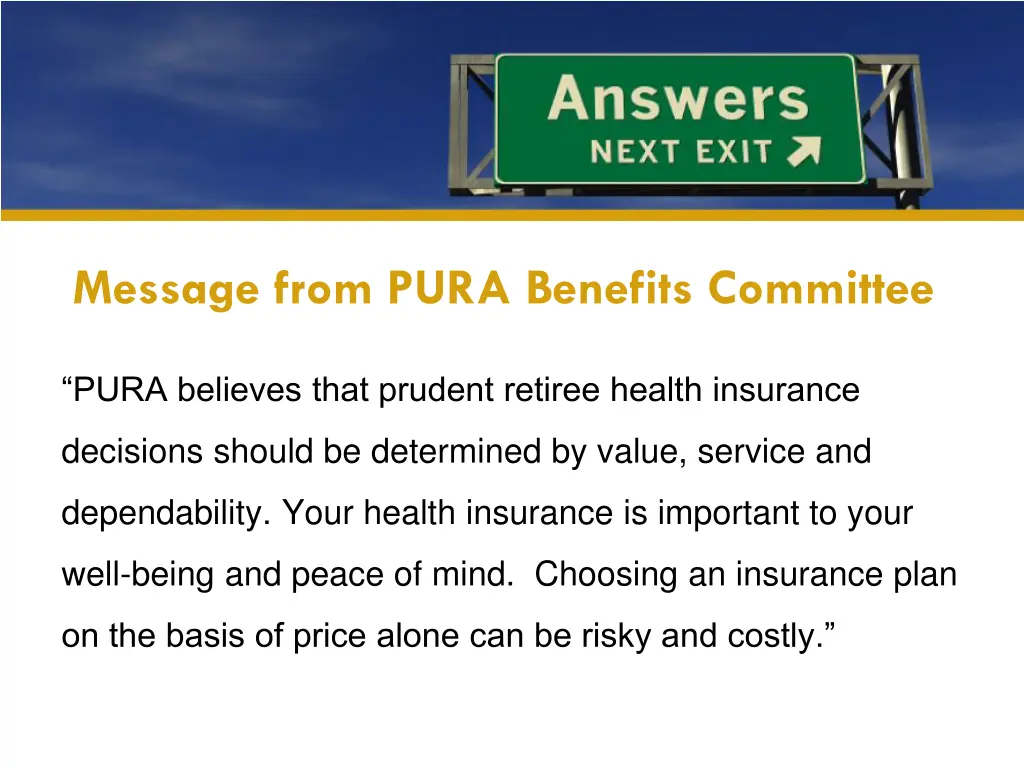 message from pura benefits committee