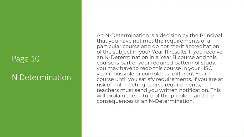 an n determination is a decision by the principal