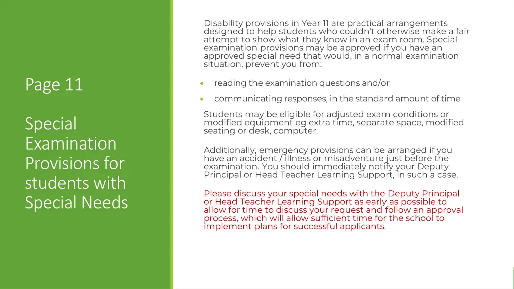disability provisions in year 11 are practical