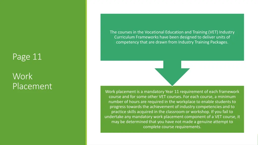 the courses in the vocational education