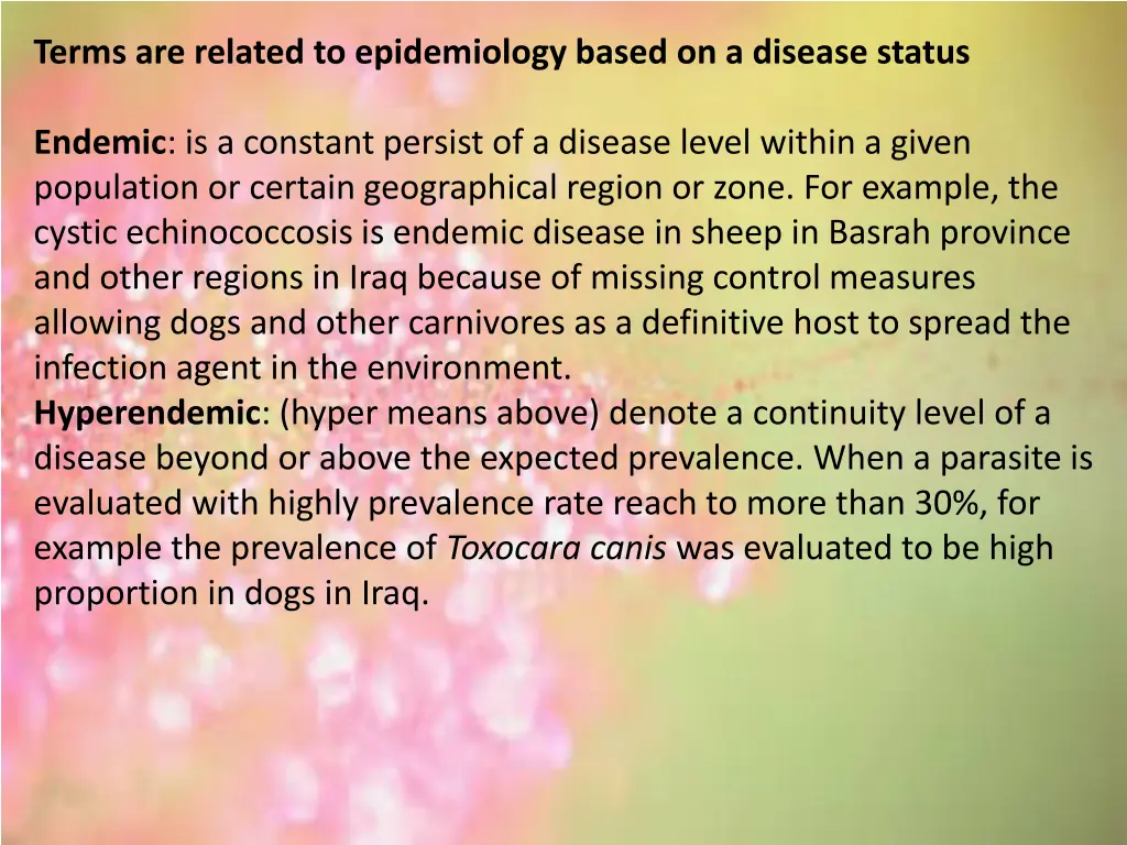 terms are related to epidemiology based
