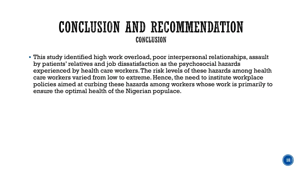 conclusion and recommendation conclusion