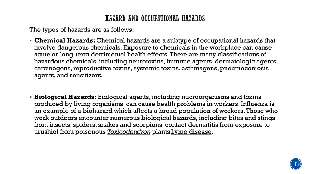 hazard and occupational hazards