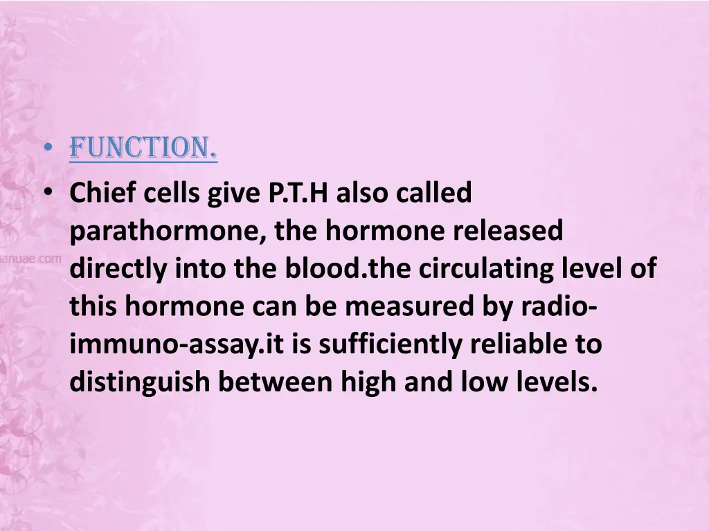 function chief cells give p t h also called