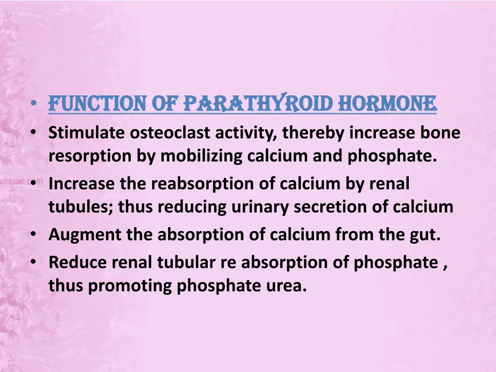 function of parathyroid hormone function