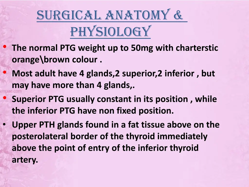 surgical anatomy physiology the normal ptg weight