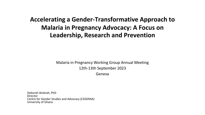 accelerating a gender transformative approach
