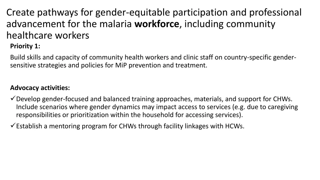 create pathways for gender equitable