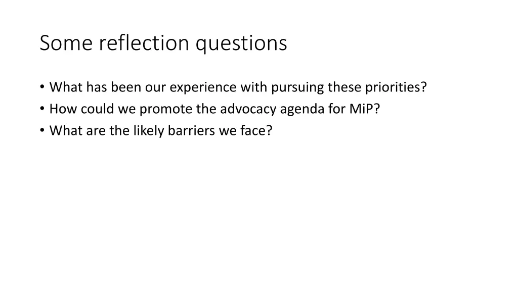 some reflection questions