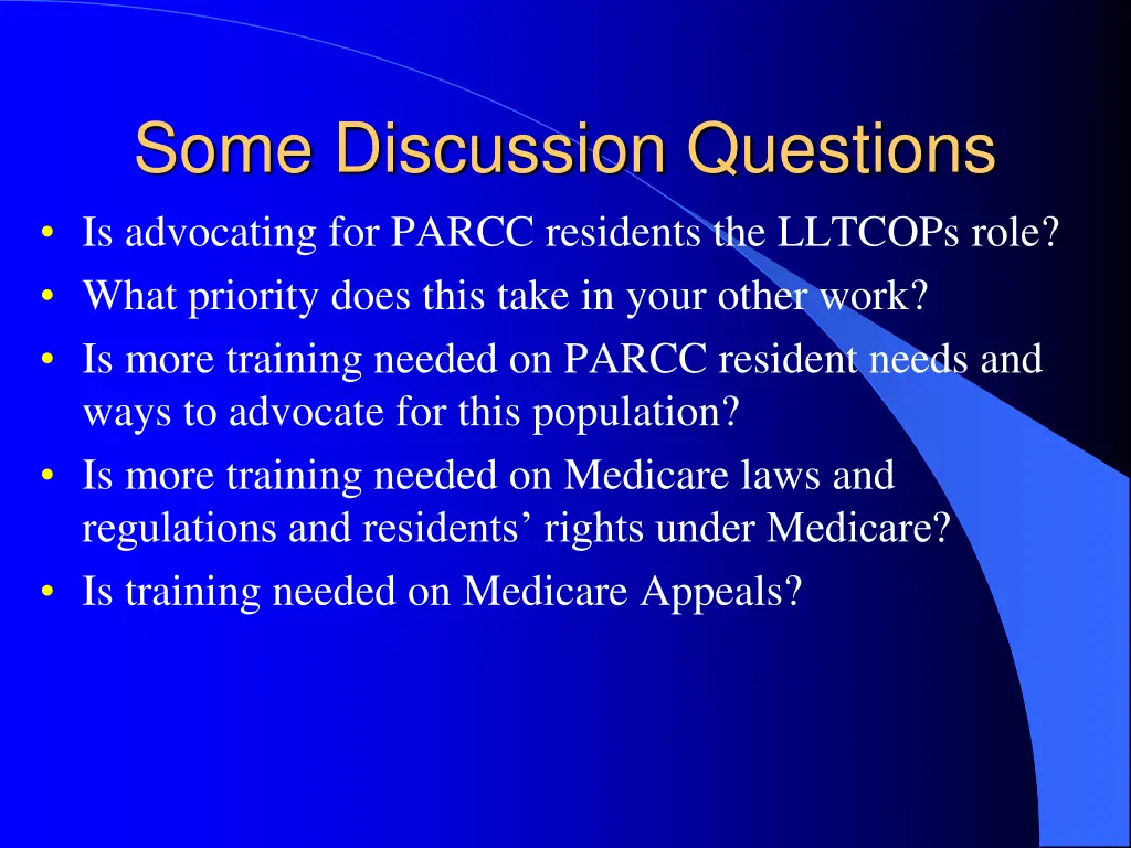 some discussion questions is advocating for parcc