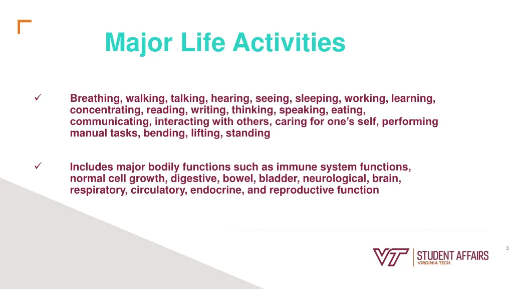 major life activities