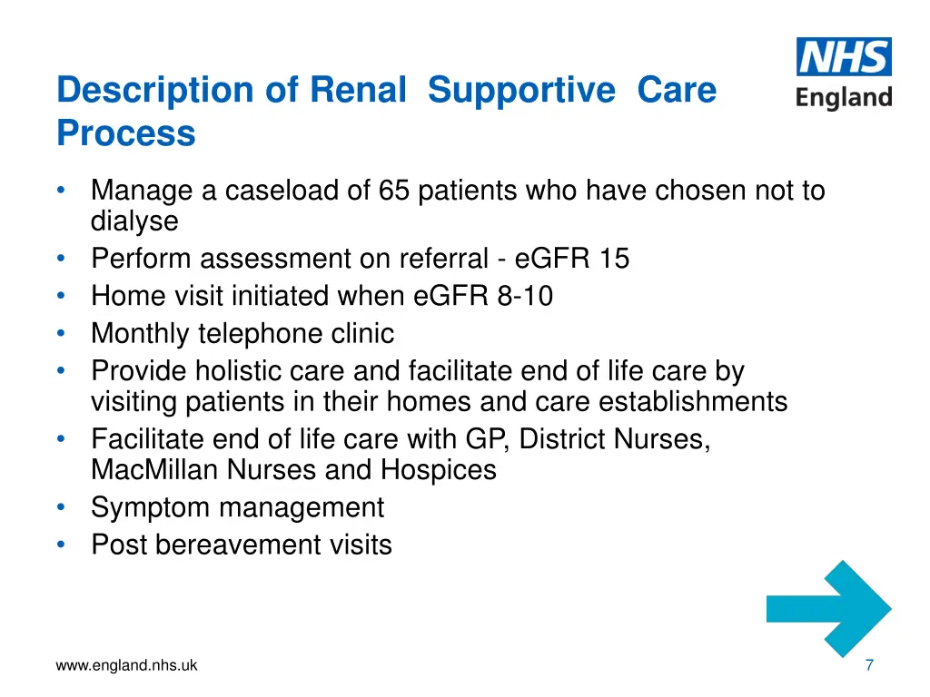 description of renal supportive care process