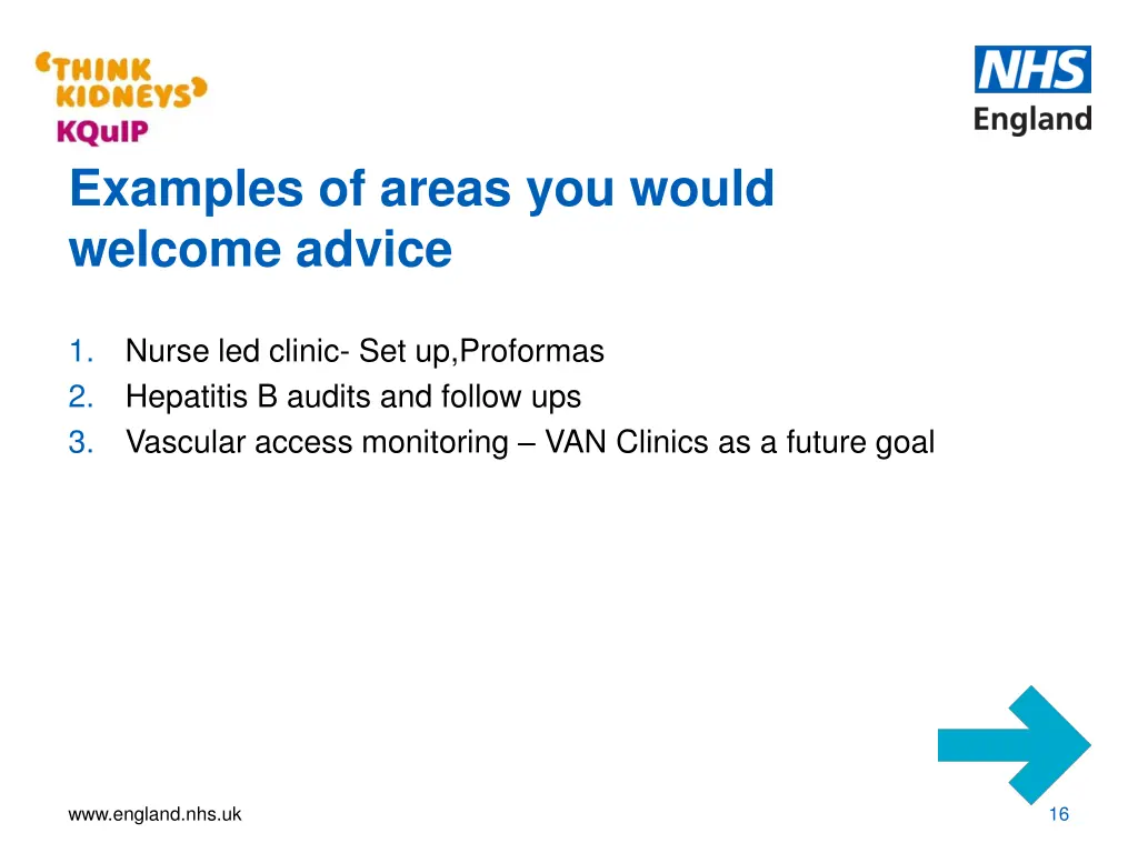 examples of areas you would welcome advice
