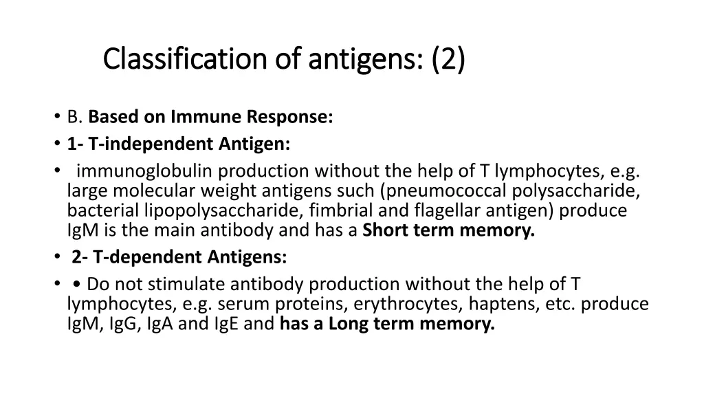 classification of antigens classification 2