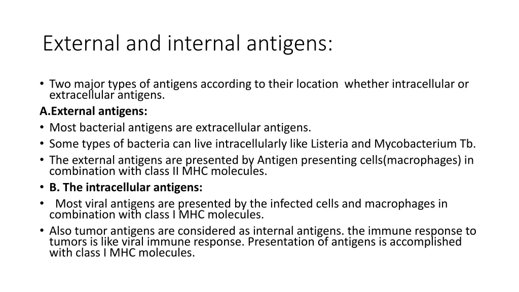 external and internal antigens