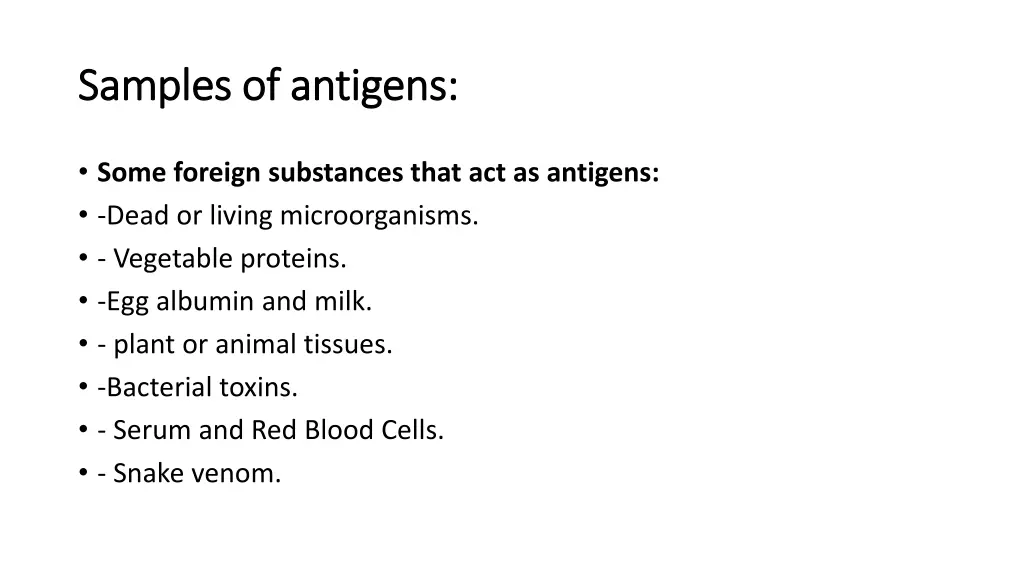 samples of antigens samples of antigens