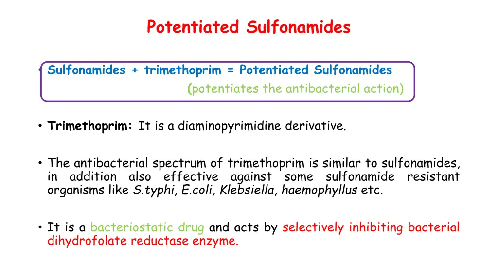 potentiated sulfonamides