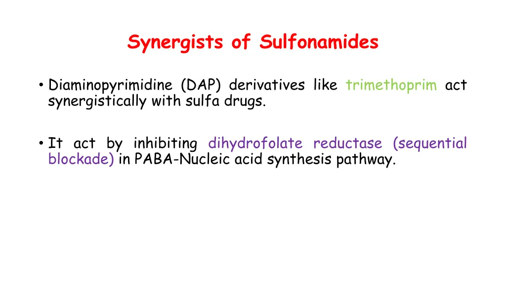 synergists of sulfonamides