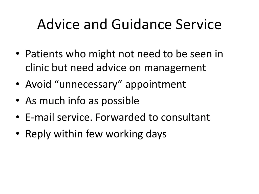 advice and guidance service