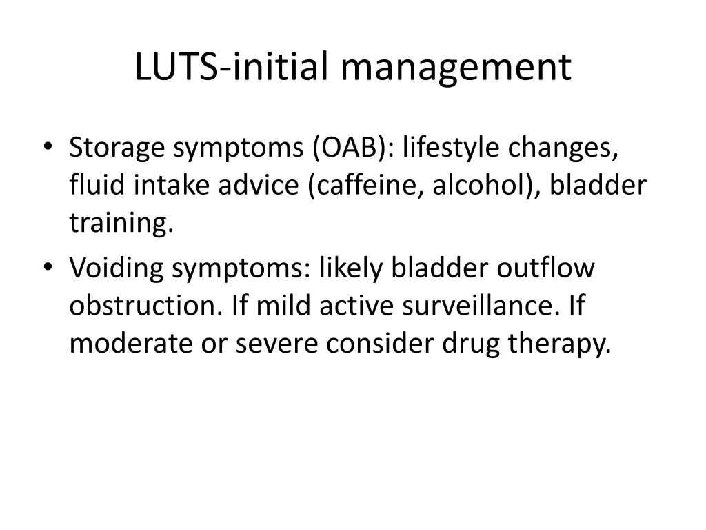 luts initial management