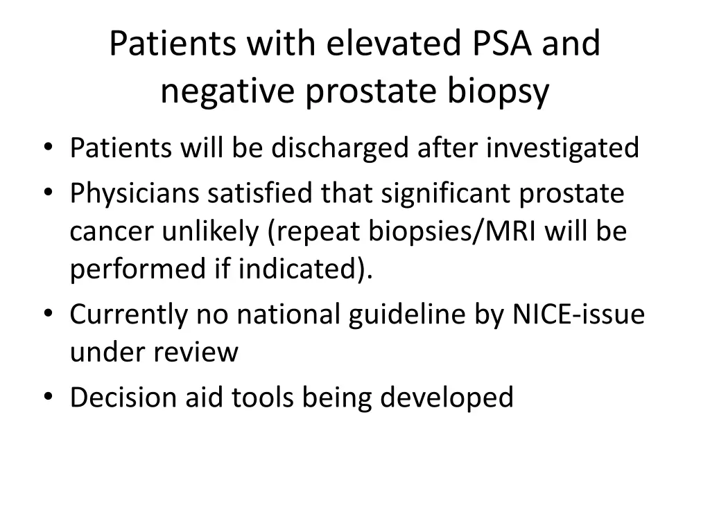 patients with elevated psa and negative prostate