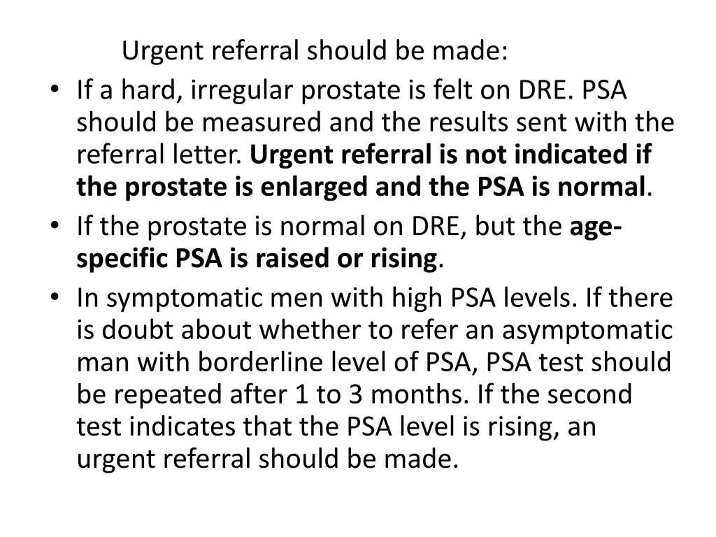urgent referral should be made if a hard