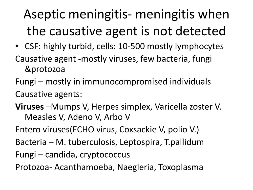 aseptic meningitis meningitis when the causative