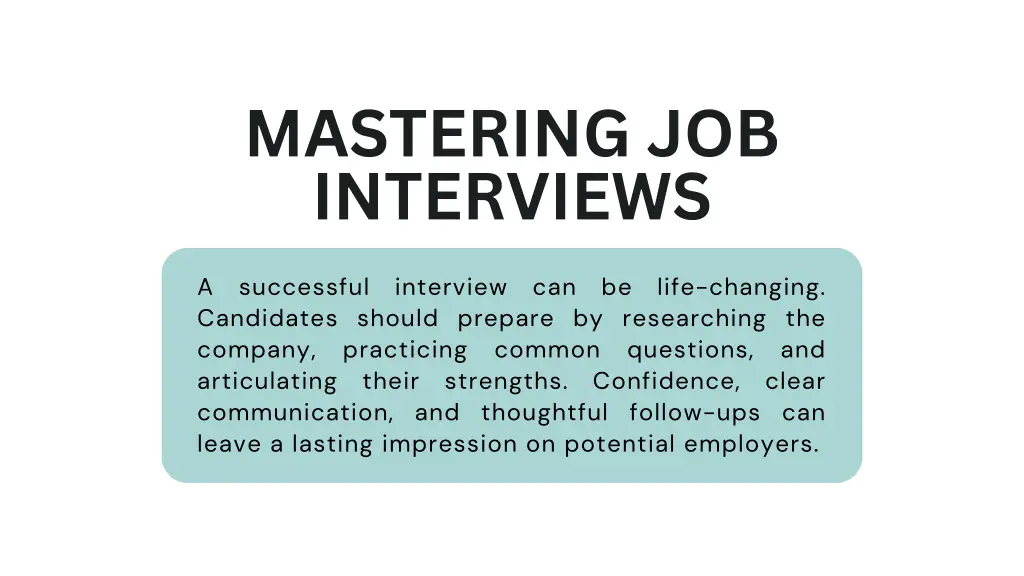 mastering job interviews
