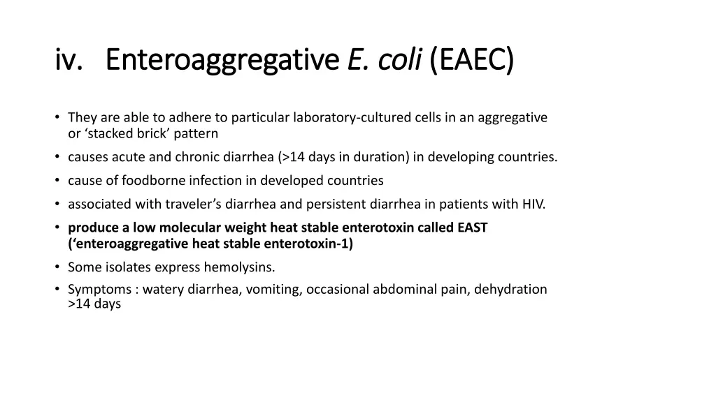 iv iv enteroaggregative enteroaggregative e coli