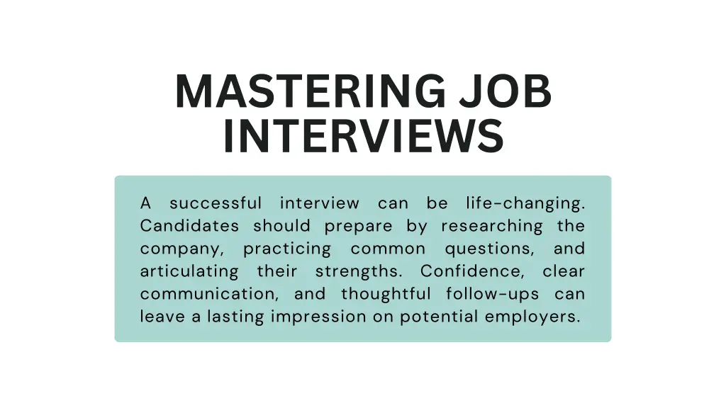 mastering job interviews