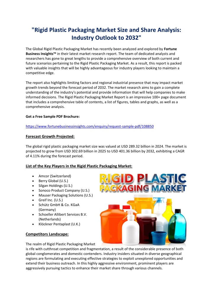 rigid plastic packaging market size and share