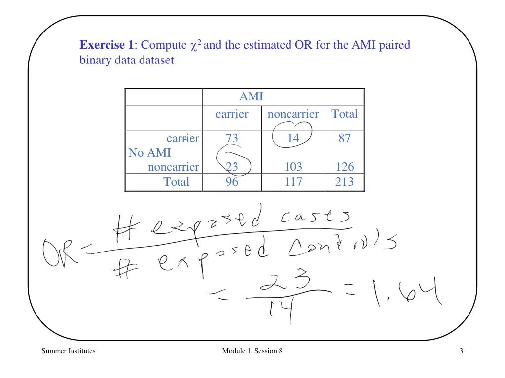 exercise 1 compute 2 and the estimated