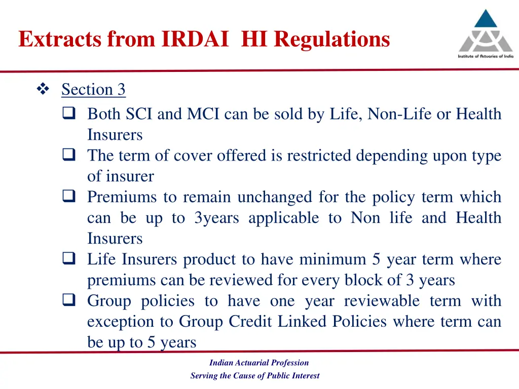 extracts from irdai hi regulations