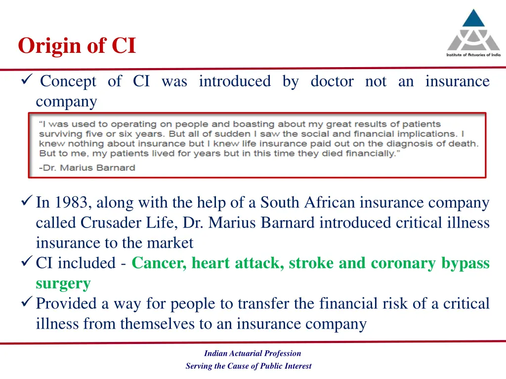 origin of ci